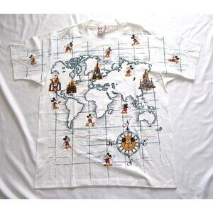 New Vtg Disney Mickey Mouse World Map Single Stitch T Shirt 1Size (MT453) Issue